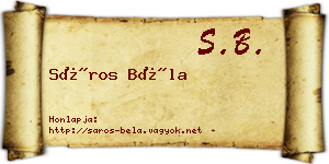 Sáros Béla névjegykártya