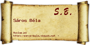 Sáros Béla névjegykártya